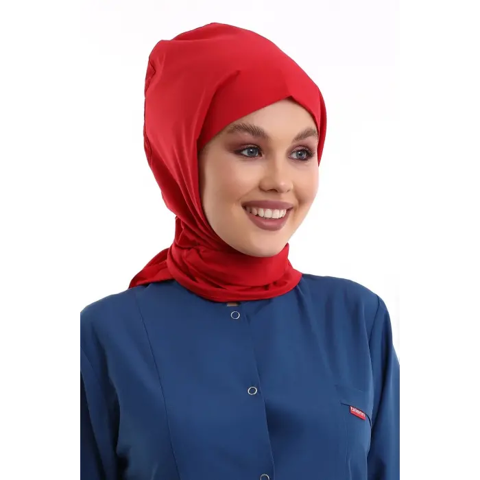 Tesettür Boyun Bağlamalı Bone - 115 Kırmızı
