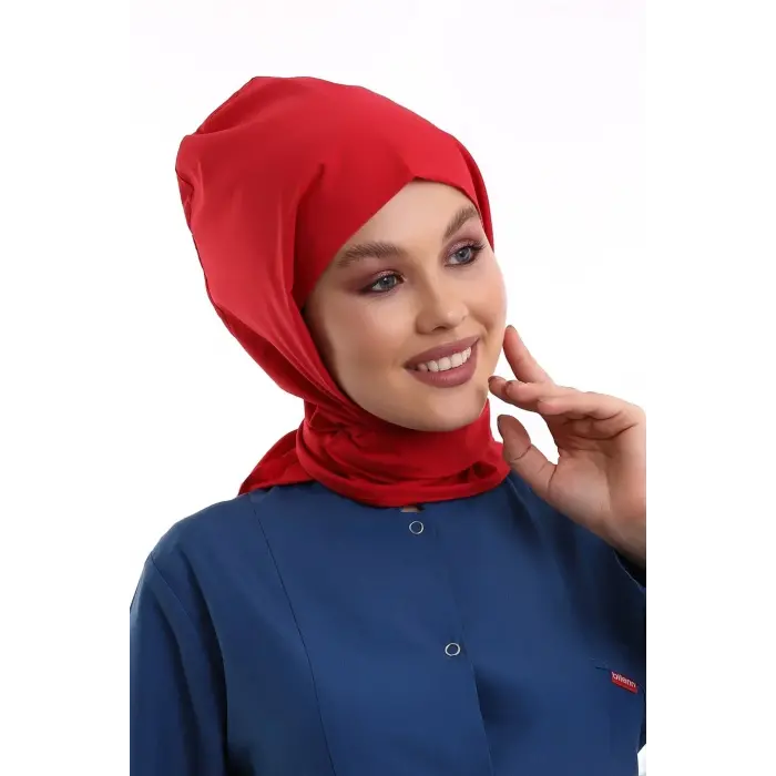 Tesettür Boyun Bağlamalı Bone - 115 Kırmızı