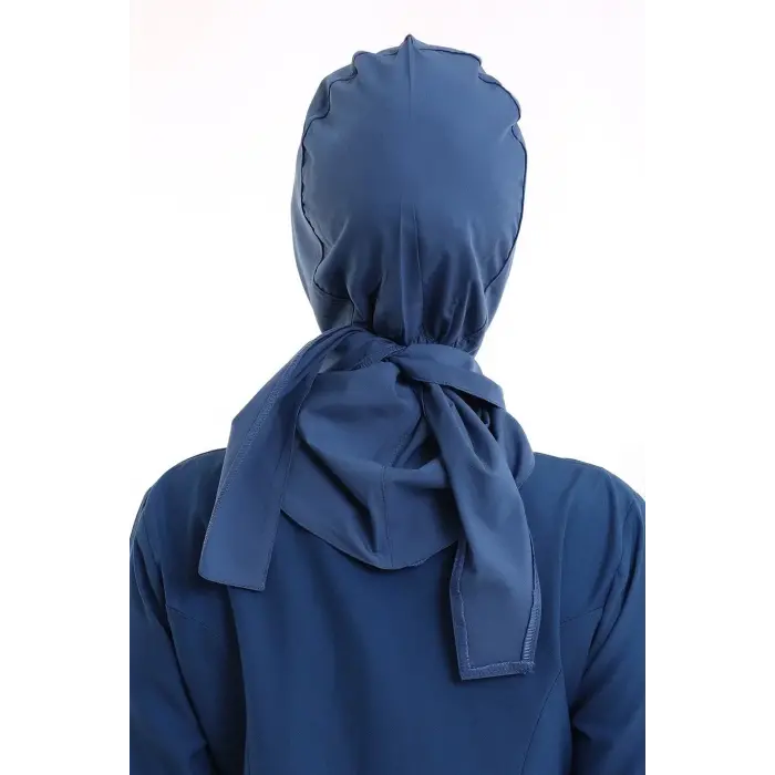 Tesettür Boyun Bağlamalı Bone - 119 Petrol Mavi