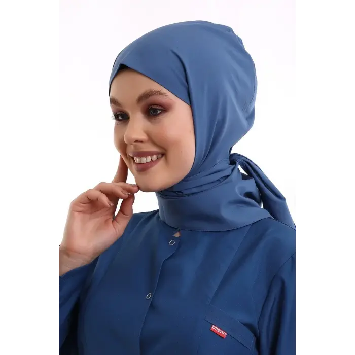Tesettür Boyun Bağlamalı Bone - 119 Petrol Mavi