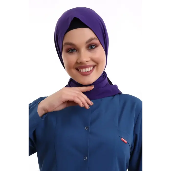 Tesettür Boyun Bağlamalı Bone - 128 Mor