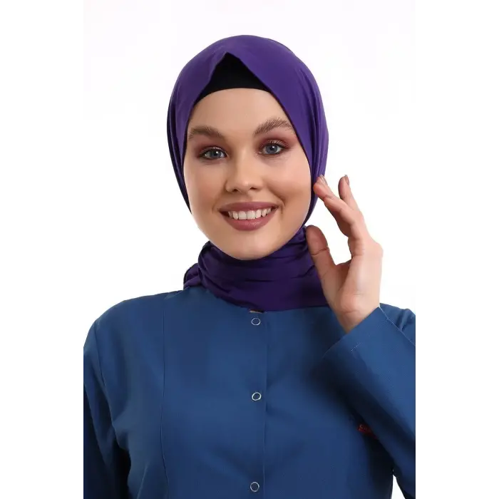 Tesettür Boyun Bağlamalı Bone - 128 Mor