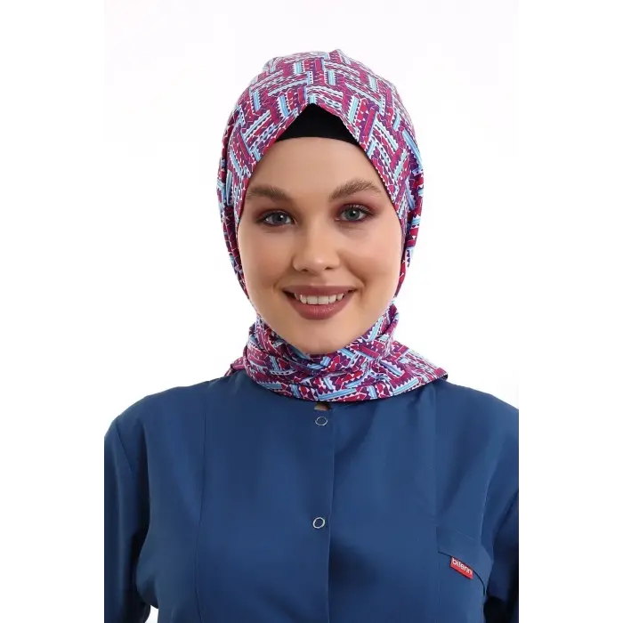 Tesettür Boyun Bağlamalı Bone - 2405 Renkli Testere