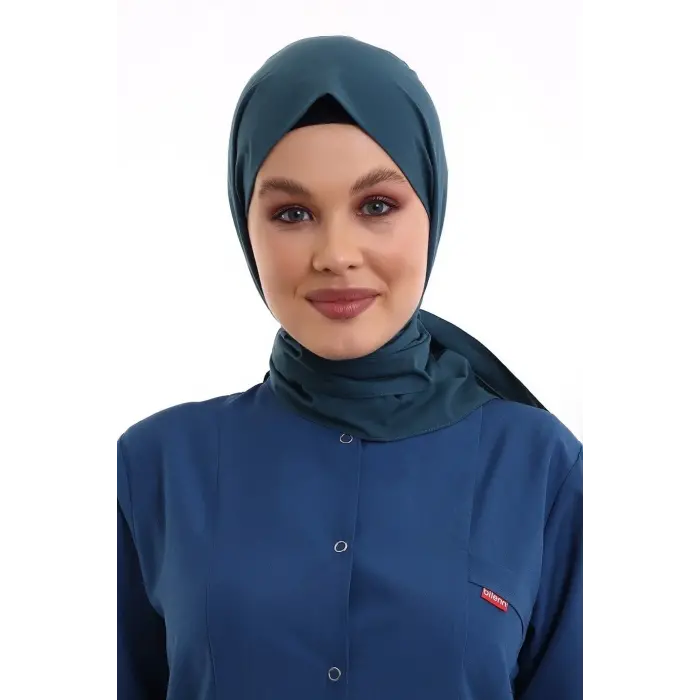 Tesettür Boyun Bağlamalı Bone - 33 Petrol Yeşil