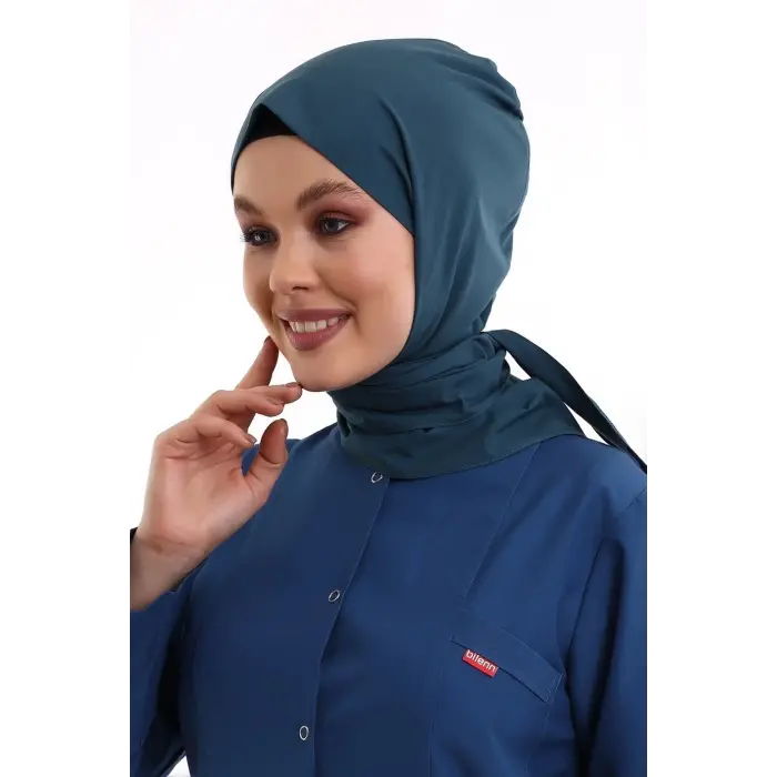 Tesettür Boyun Bağlamalı Bone - 33 Petrol Yeşil