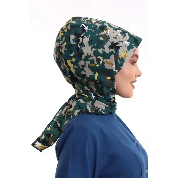 Tesettür Boyun Bağlamalı Bone - 3913 Asker