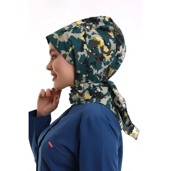 Tesettür Boyun Bağlamalı Bone - 3913 Asker