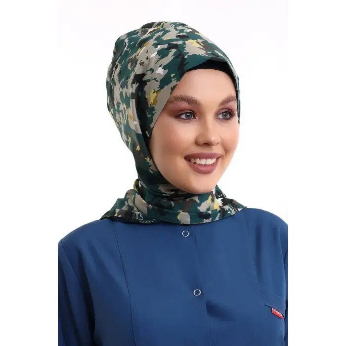 Tesettür Boyun Bağlamalı Bone - 3913 Asker