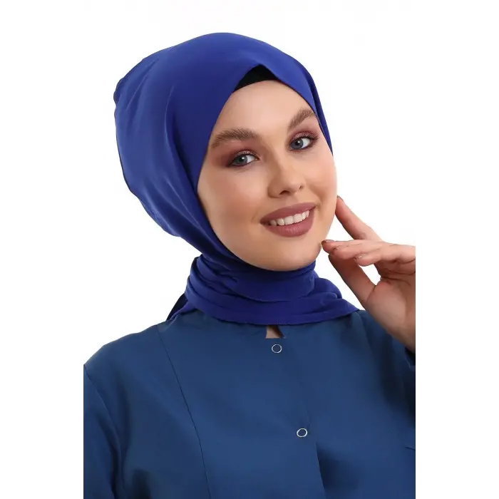 Tesettür Boyun Bağlamalı Bone - 4816 Saks Mavisi