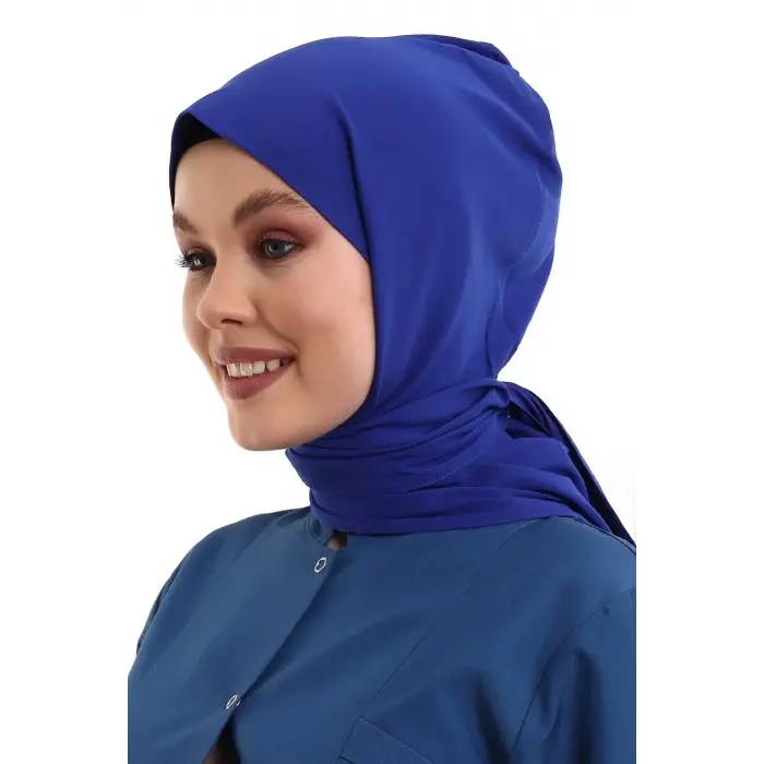 Tesettür Boyun Bağlamalı Bone - 4816 Saks Mavisi