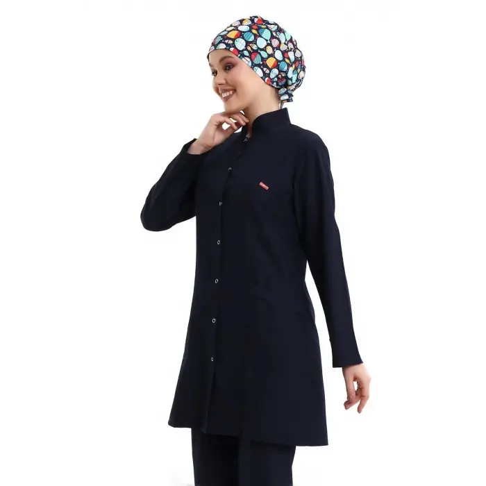 Tesettür Forma Tek Üst Full Çıtçıt - 5511 Bahar Lacivert