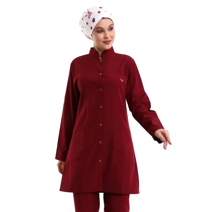 Tesettür Forma Tek Üst Full Çıtçıt - 5513 Bahar Bordo