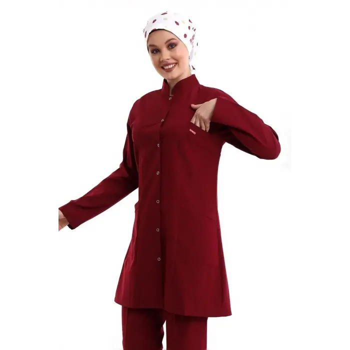 Tesettür Forma Tek Üst Full Çıtçıt - 5513 Bahar Bordo
