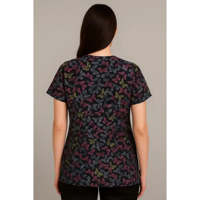 Yarasa Kol Desenli Tek Üst - 5013 Siyah Kelebek