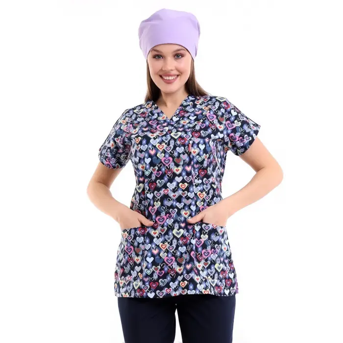 Yarasa Kol Desenli Unisex Tek Üst - 5002 Renkli Kalpler