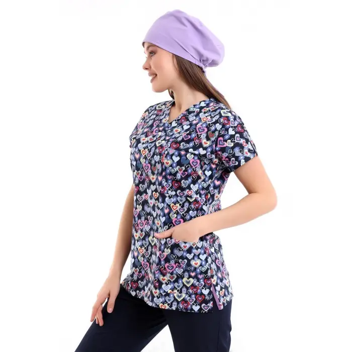 Yarasa Kol Desenli Unisex Tek Üst - 5002 Renkli Kalpler