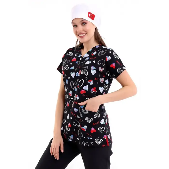 Yarasa Kol Desenli Unisex Tek Üst - 5003 Siyah Love
