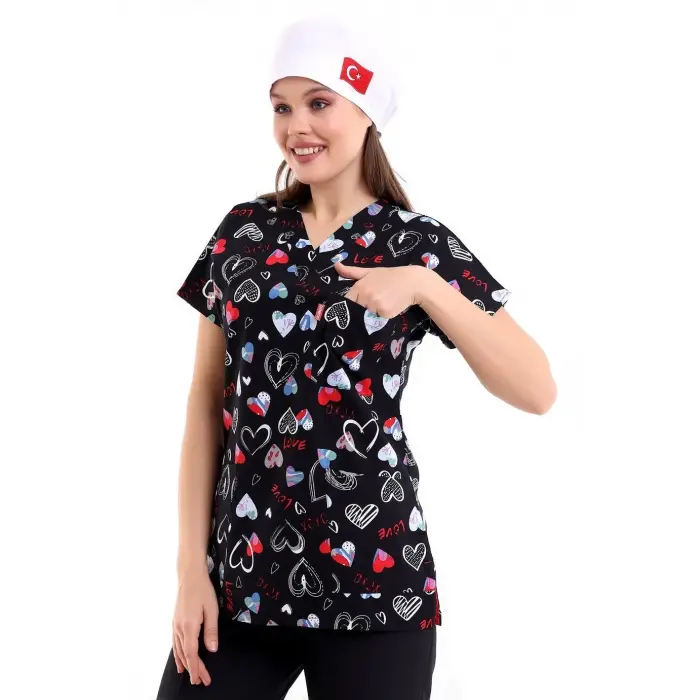 Yarasa Kol Desenli Unisex Tek Üst - 5003 Siyah Love