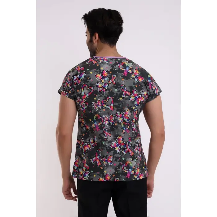 Yarasa Kol Dijital Unisex Desenli Üst - 6508 Siyah Kelebek