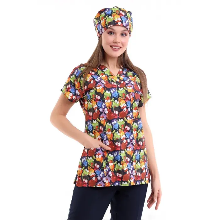 Yarasa Kol Dijital Unisex Desenli Üst - 6521 Mikrop Canavarlar