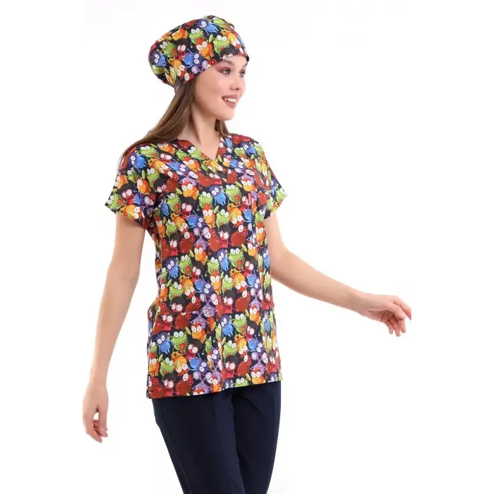 Yarasa Kol Dijital Unisex Desenli Üst - 6521 Mikrop Canavarlar