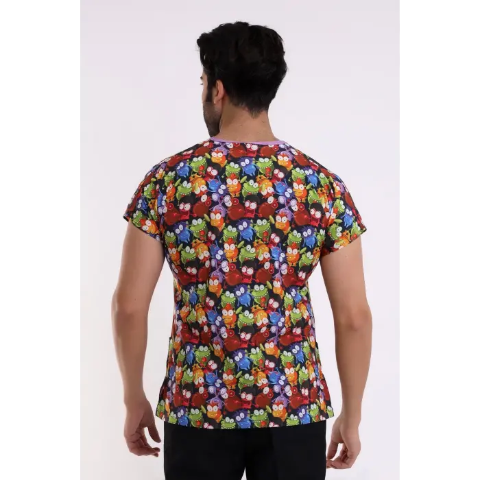 Yarasa Kol Dijital Unisex Desenli Üst - 6521 Mikrop Canavarlar