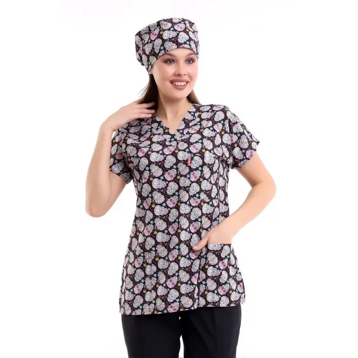 Yarasa Kol Dijital Unisex Desenli Üst - 6532 Kuru Kafa