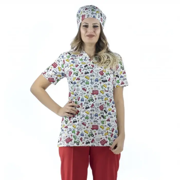 Zarf Yaka Desenli Üst - 2106 Araba