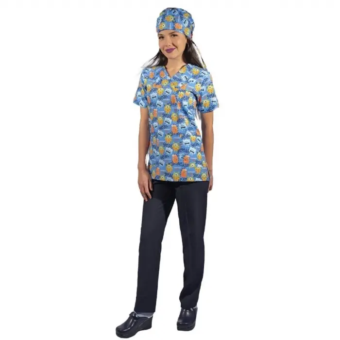 Zarf Yaka Desenli Üst - 2108 Monster