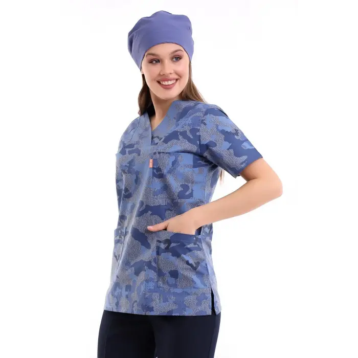 Zarf Yaka Desenli Üst - 3906 Açık Kamuflaj