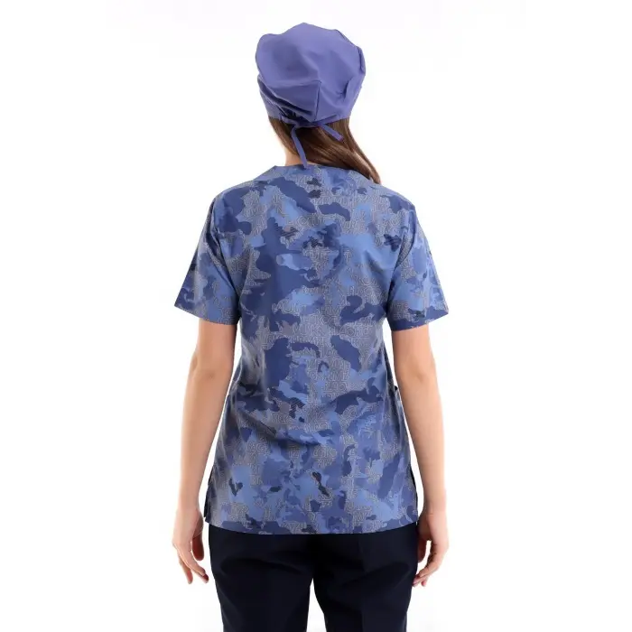 Zarf Yaka Desenli Üst - 3906 Açık Kamuflaj