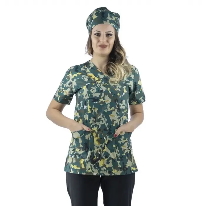 Zarf Yaka Desenli Üst - 3913 Asker