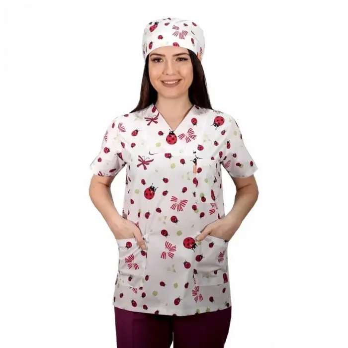 Zarf Yaka Desenli Üst - 4204 Uğurböceği