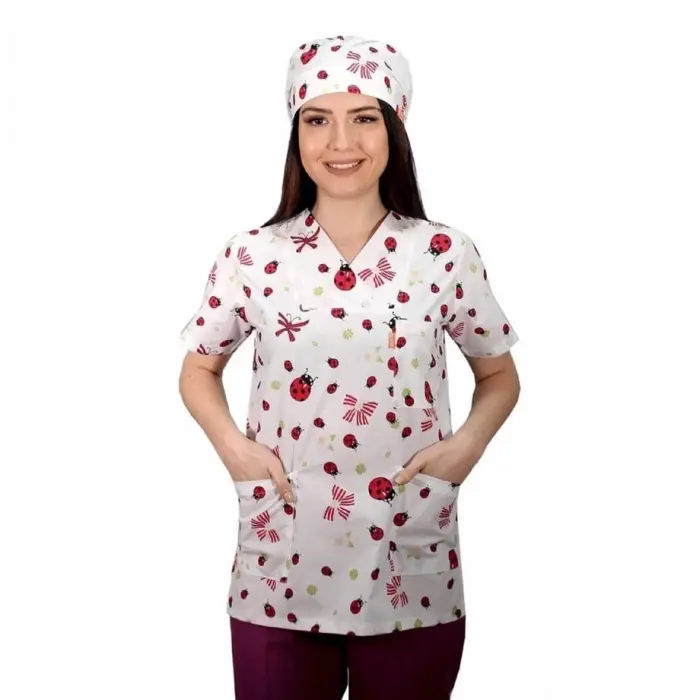 Zarf Yaka Desenli Üst - 4204 Uğurböceği