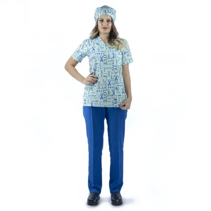 Zarf Yaka Desenli Üst - 9002 Love Yeşil