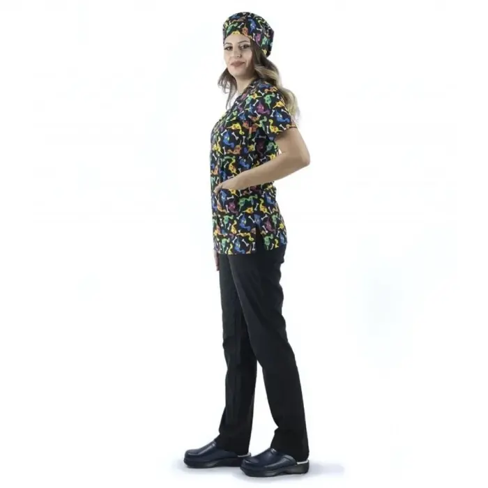 Zarf Yaka Desenli Üst - 9006 Dino