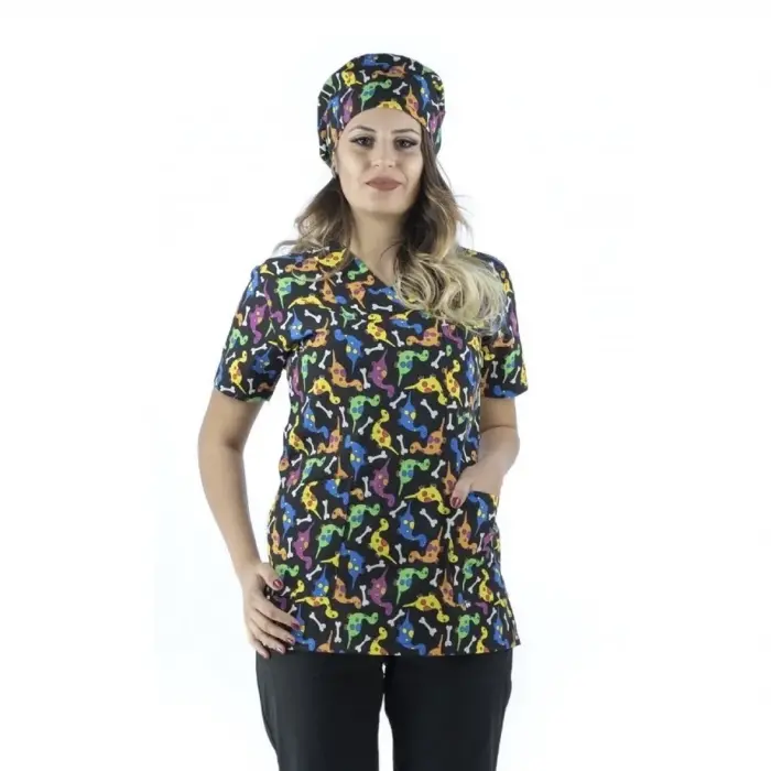 Zarf Yaka Desenli Üst - 9006 Dino