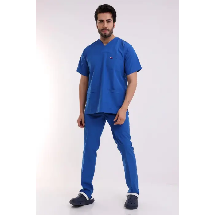 Zarf Yaka Erkek Likralı Takım - 6411 Saks Mavi