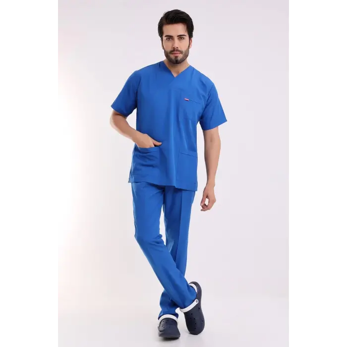 Zarf Yaka Erkek Likralı Takım - 6411 Saks Mavi