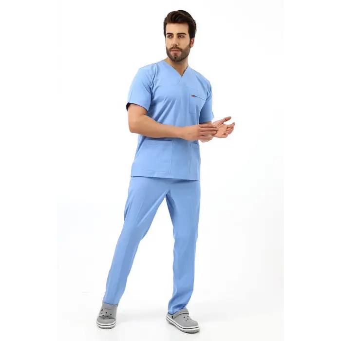 Zarf Yaka Erkek Likralı Takım - 6413 Açık Mavi