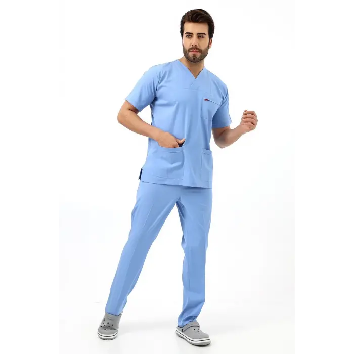 Zarf Yaka Erkek Likralı Takım - 6413 Açık Mavi