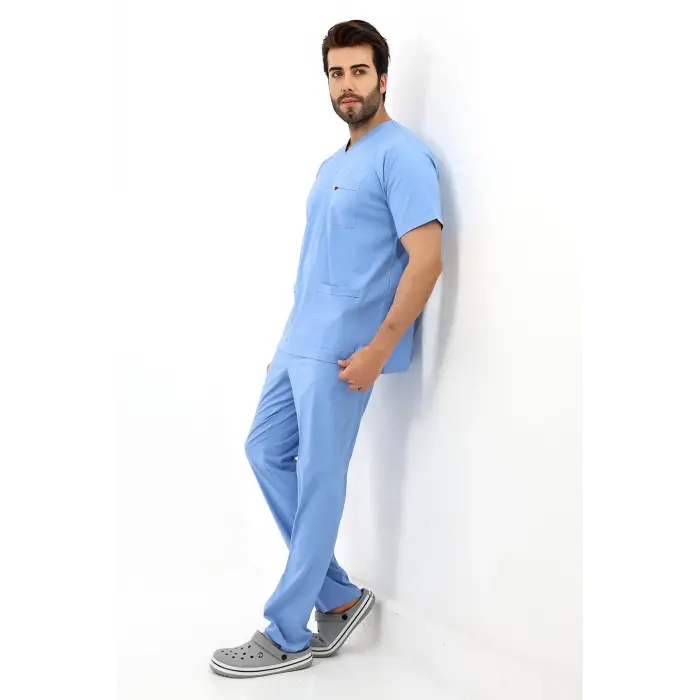 Zarf Yaka Erkek Likralı Takım - 6413 Açık Mavi