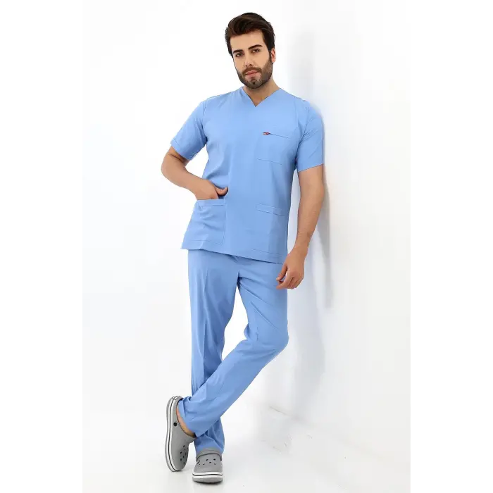 Zarf Yaka Erkek Likralı Takım - 6413 Açık Mavi