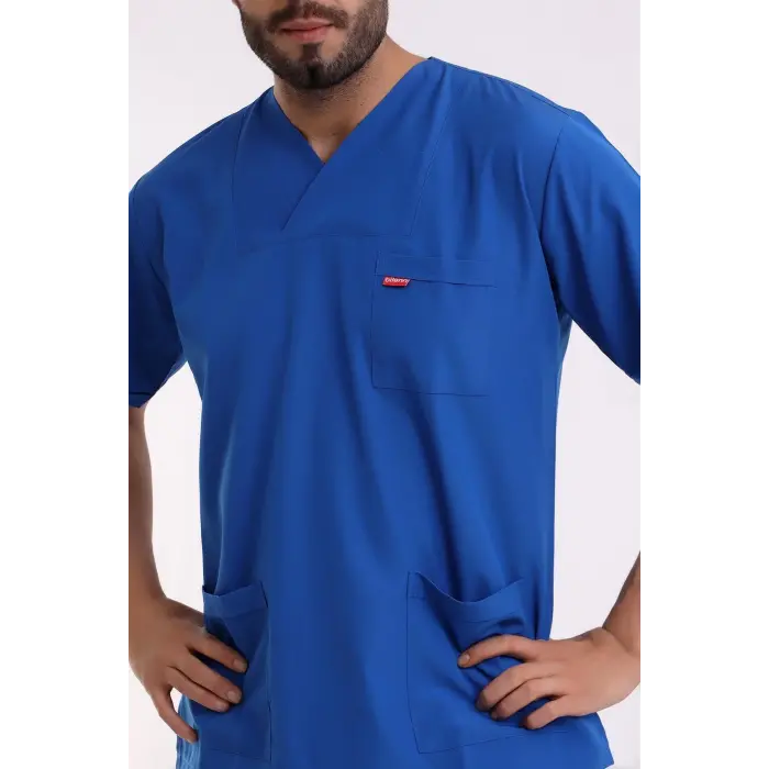 Zarf Yaka Erkek Likralı Tek Üst - 6411 Saks Mavi