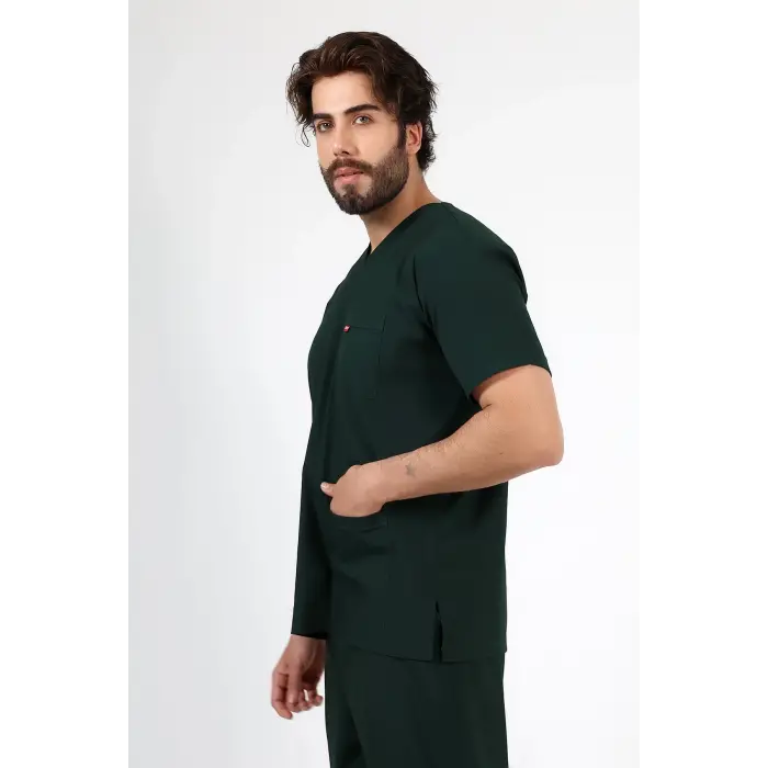 Zarf Yaka Erkek Likralı Tek Üst - 6429 Ördek Başı Yeşili