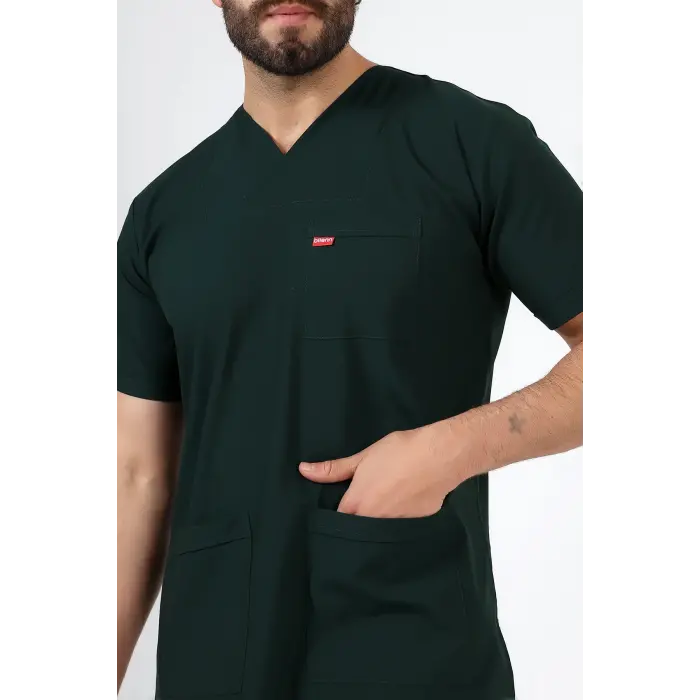 Zarf Yaka Erkek Likralı Tek Üst - 6429 Ördek Başı Yeşili