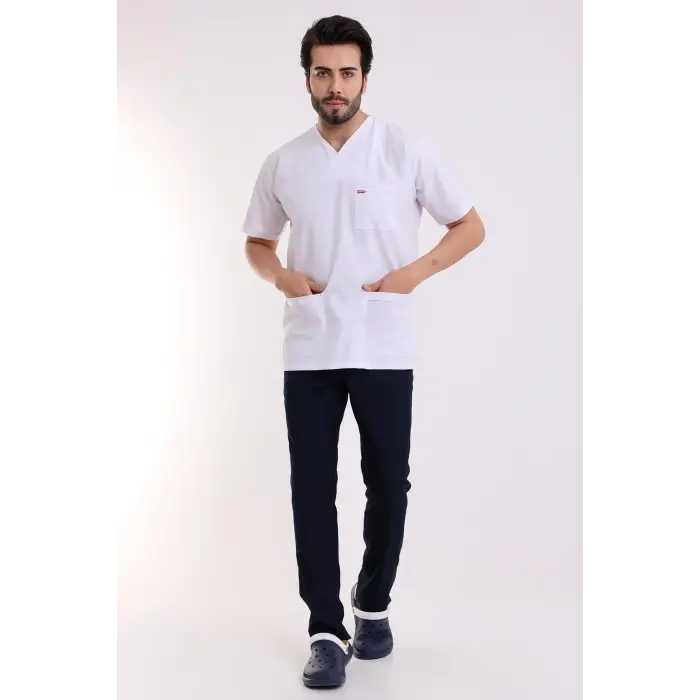 Zarf Yaka Erkek Takım - Beyaz Lacivert