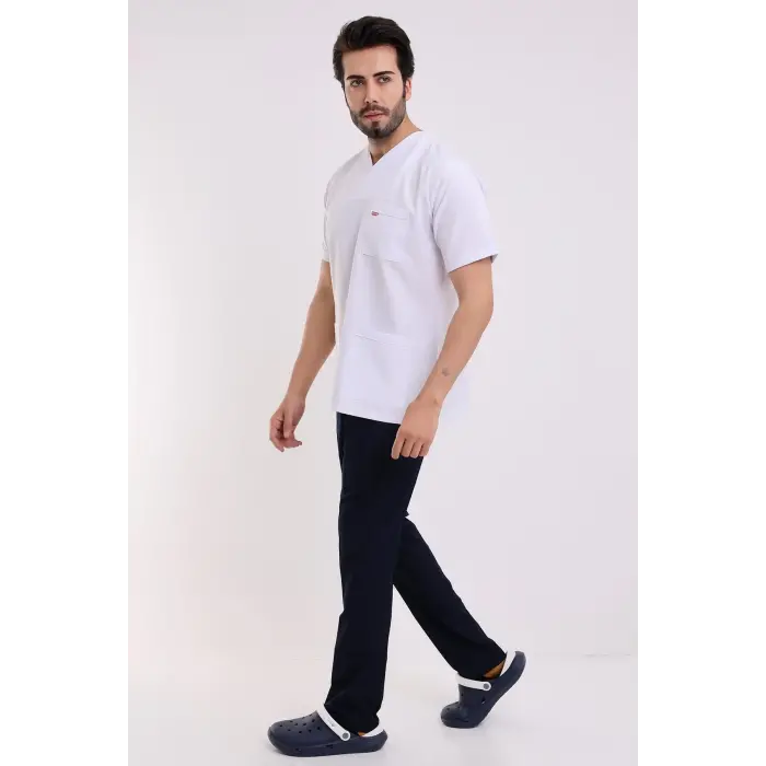 Zarf Yaka Erkek Takım - Beyaz Lacivert