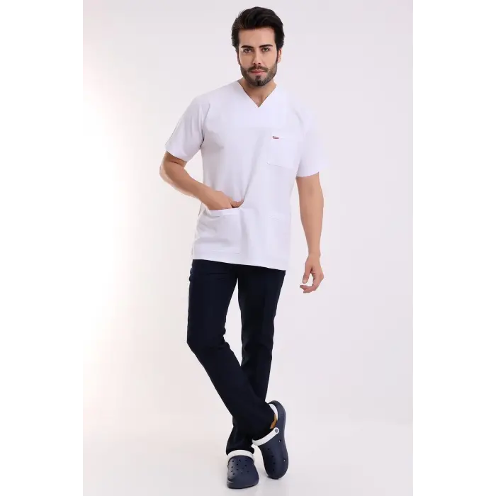 Zarf Yaka Erkek Takım - Beyaz Lacivert