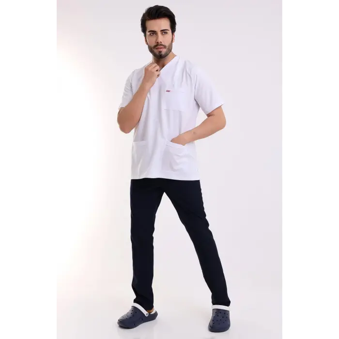 Zarf Yaka Erkek Takım - Beyaz Lacivert